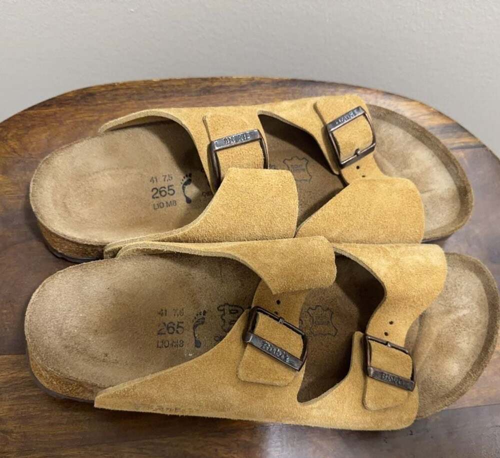 Birki's Arizona Suede Two-Strap Sandals Tan Size 41 B1 - Picture 6 of 7